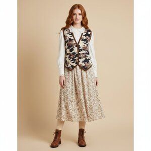 Vintage Cambridge Dry Goods Company Womens Small Equestrian Horses Open Vest